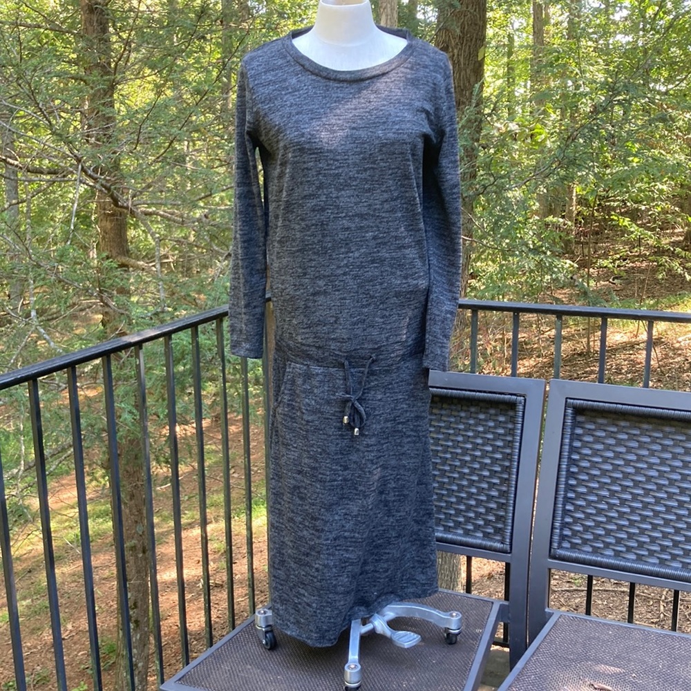 Pescara dark gray dress with pockets and rope belt sz. L